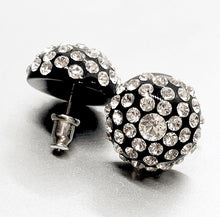 Large Black Acrylic Stud Earrings With Crystal Rhinestones