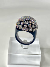 Black Acrylic Ring With Crystal Rhinestones