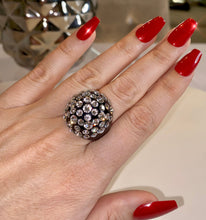 Black Acrylic Ring With Crystal Rhinestones
