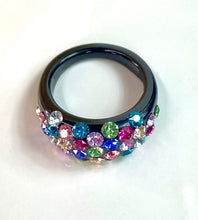 Vogue Crystal Acrylic Black Ring In Mixed Stone