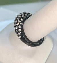 Black Acrylic Ring With Crystals