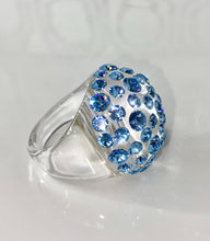 Blue Crystal Lucite Ring In Clear