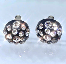 Black Acrylic Stud Earrings With Crystal Rhinestones