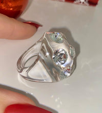 Large Jewel Acrylic Crystal Ring In Clear