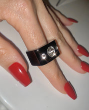 Black Acrylic Crystal Cube Ring