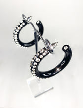 Black Acrylic Hoop Earrings With Crystal Rhinestones