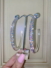 Oversized Acrylic Hoop Earrings With Aurora borealis Crystals