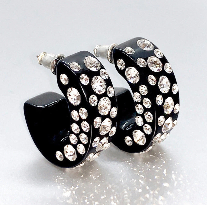 Monroe Acrylic Crystal Earrings In Black
