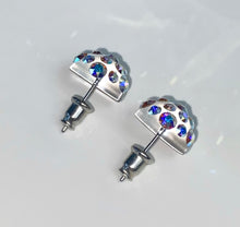 Clear Acrylic Stud Earrings With Aurora Borealis Crystal Rhinestones