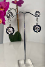 Chunky Black Acrylic Earrings With Crystal Gemstones