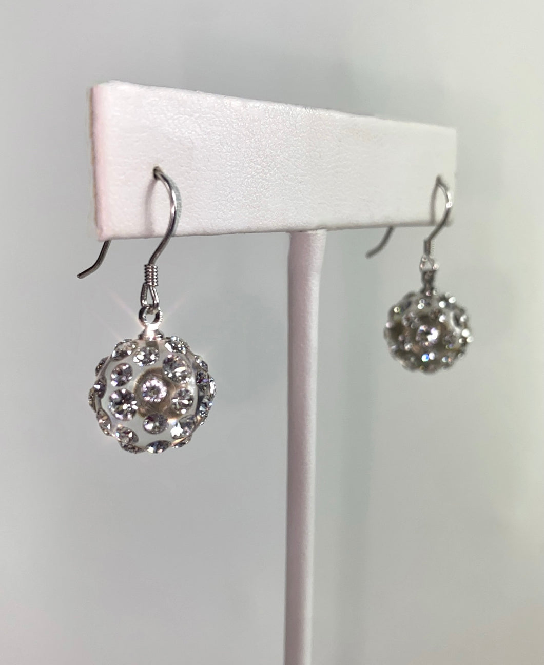 Clear Acrylic Ball Dangle Earrings With Crystal Rhinestones
