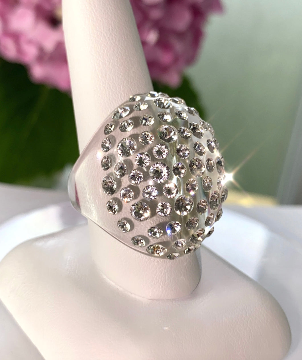 Oval Acrylic Crystal Ring Clear