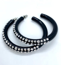 Red Carpet Acrylic Crystal Hoop Earrings In Black