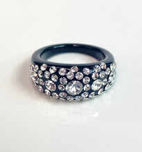 Black Acrylic Ring With Crystals