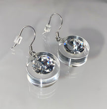 Chunky Clear Acrylic Earrings With Crystal Gemstones