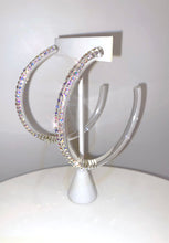 Oversized Acrylic Hoop Earrings With Aurora borealis Crystals