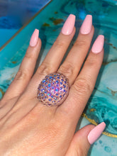 Oval Acrylic Crystal Ring With Aurora Borealis Crystals