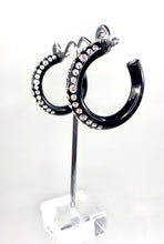 Black Acrylic Hoop Earrings With Crystal Rhinestones