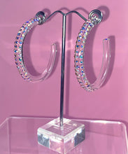 Red Carpet Acrylic Crystal Hoop Earrings In Aurora Borealis