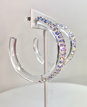 Red Carpet Acrylic Crystal Hoop Earrings In Aurora Borealis
