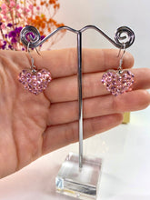 Heart Shaped Lucite Earrings With Pink Crystals