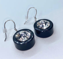 Chunky Black Acrylic Earrings With Crystal Gemstones