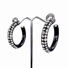Black Acrylic Hoop Earrings With Crystal Rhinestones