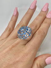 Blue Crystal Lucite Ring In Clear