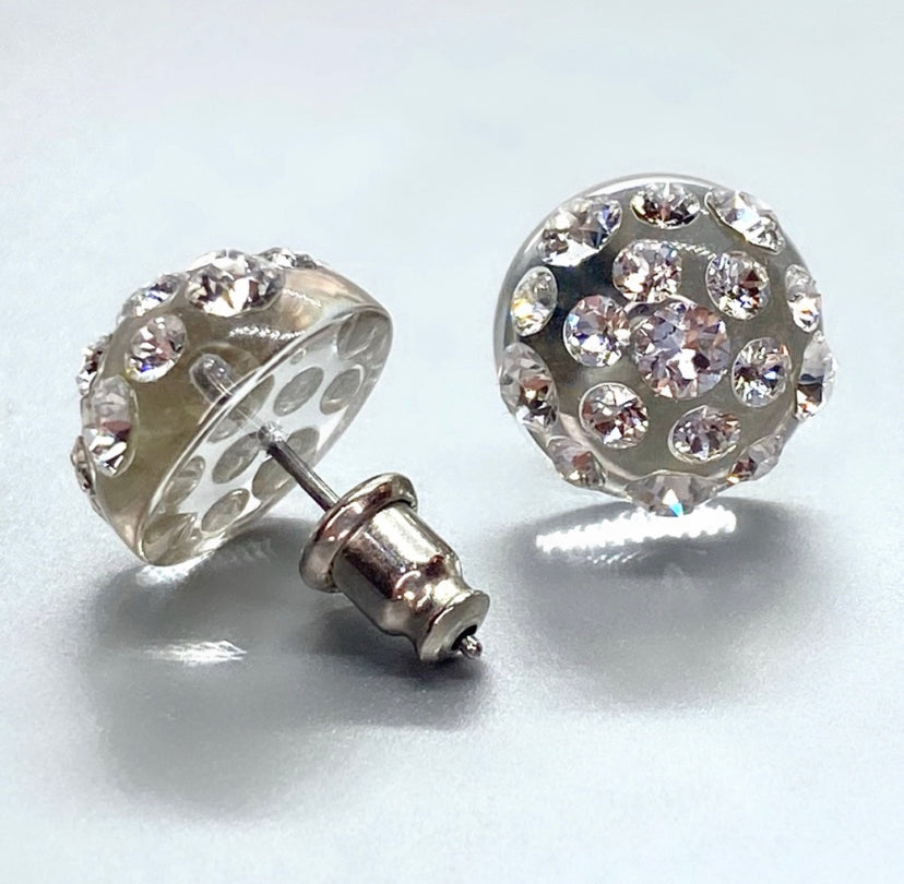 Clear Acrylic Stud Earrings With Crystal Rhinestones
