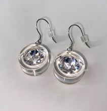 Chunky Clear Acrylic Earrings With Crystal Gemstones