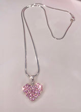 Mini Pink Crystal Heart Necklace With Chain