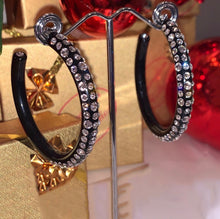 Red Carpet Acrylic Crystal Hoop Earrings In Black
