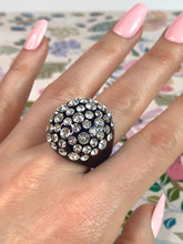 Black Acrylic Ring With Crystal Rhinestones