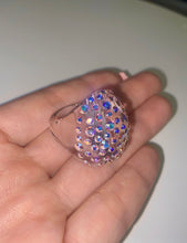 Oval Acrylic Crystal Ring With Aurora Borealis Crystals