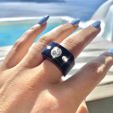 Black Acrylic Crystal Cube Ring