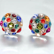 Lucite Studs Multicolored Crystals