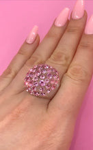 Clear Acrylic Dome Ring With Pink Crystal Rhinestones