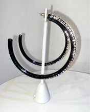 Oversized Black Acrylic Crystal Hoop Earrings