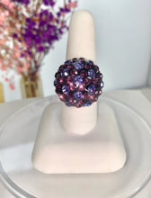 Purple Mixed Crystal Crystal Acrylic Ring In Black