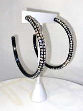 Oversized Black Acrylic Crystal Hoop Earrings
