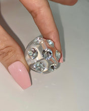 Large Jewel Acrylic Crystal Ring In Clear