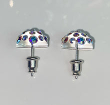 Clear Acrylic Stud Earrings With Aurora Borealis Crystal Rhinestones