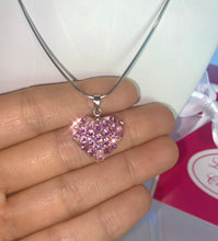 Mini Pink Crystal Heart Necklace With Chain