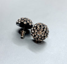 Large Black Acrylic Stud Earrings With Crystal Rhinestones