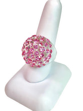 Clear Acrylic Dome Ring With Pink Crystal Rhinestones