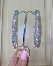Oversized Acrylic Hoop Earrings With Aurora borealis Crystals