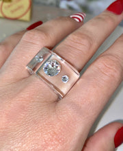 Transparent Crystal Lucite Cube Ring