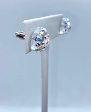 Clear Acrylic Stud Earrings With Aurora Borealis Crystal Rhinestones
