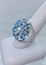 Blue Crystal Lucite Ring In Clear