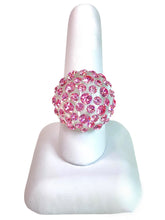 Clear Acrylic Dome Ring With Pink Crystal Rhinestones